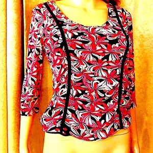 $10 Intwenational Pink Black Floral Print Blouse, ELNC!
